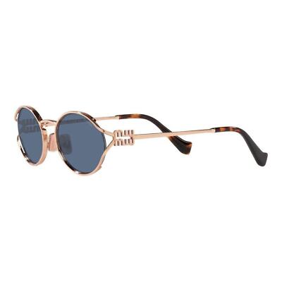 Pre-owned Miu Miu Mu52ys Zvf1v1 Rose Gold Havana Blue Lens Women Sunglasses Authentic