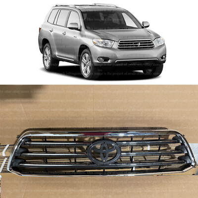 Grille Assembly Chrome Black For 2008 2010 Toyota Highlander