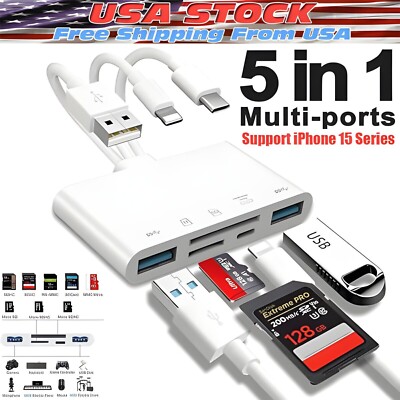 5 in 1 Memory Card Reader USB 3.0 OTG Adapter SD Card Reader For iPhone iPad Mac