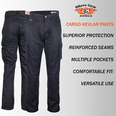 Australian Bikers Gear Herren Cargo Motorradhose Jeans Gefüttert Mit kevlar
