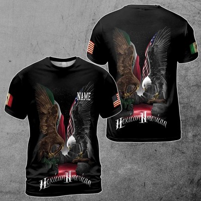 Customized Eagle Mexican American 3D T-Shirt S-3XL