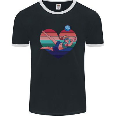 I Love Volleyball Heart Uomo Ringer T-Shirt FotL