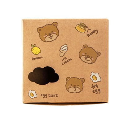 10pcs Egg Tart Boxes Disposable Packaging Cute Cartoon Bear Baking Packing Boxes