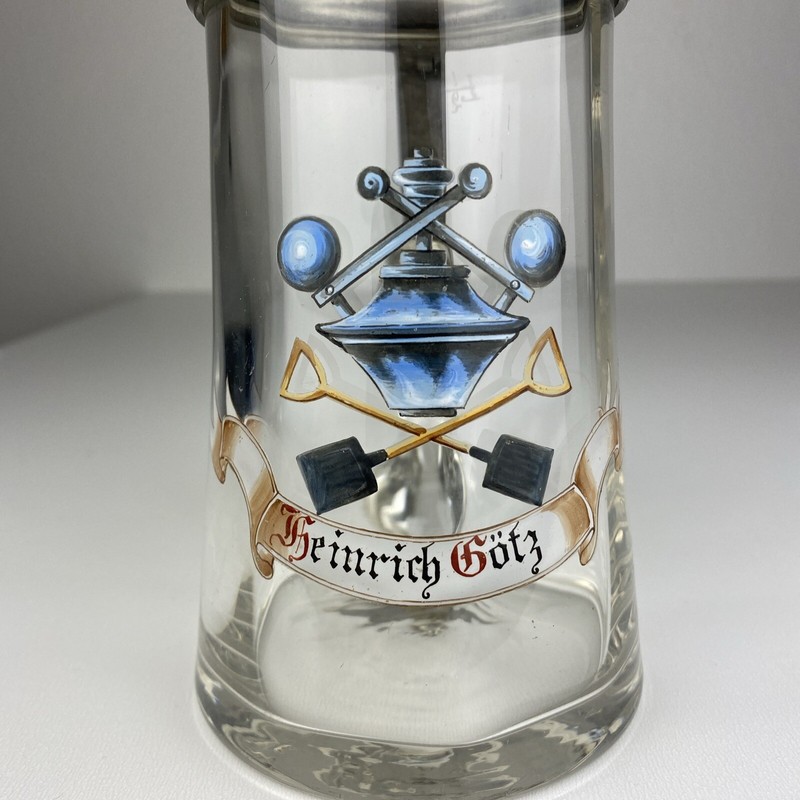 Bierkrug Humpen Sammlerkrug Maschinisten Heizer Verein Wiesbaden Antik Um 1900