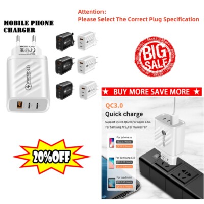 USB C Wall Charger 20W Fast Block Type C Charging Cube For iPhone 13 Box NEW