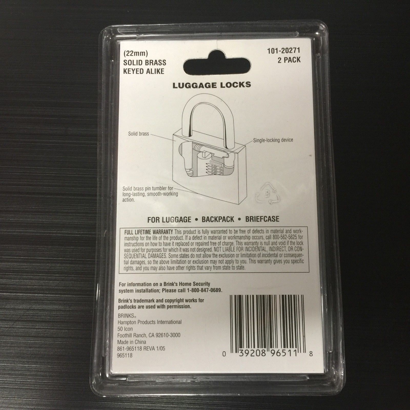 Brinks Luggage Locks 101-20271 Solid Brass 2 Pack