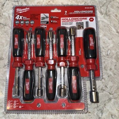 Milwaukee 48-22-2507 7 PC Magnetic Hollow Core SAE Nut Driver Set
