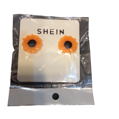 Shein Sunflower Post Earrings Black And Yellow