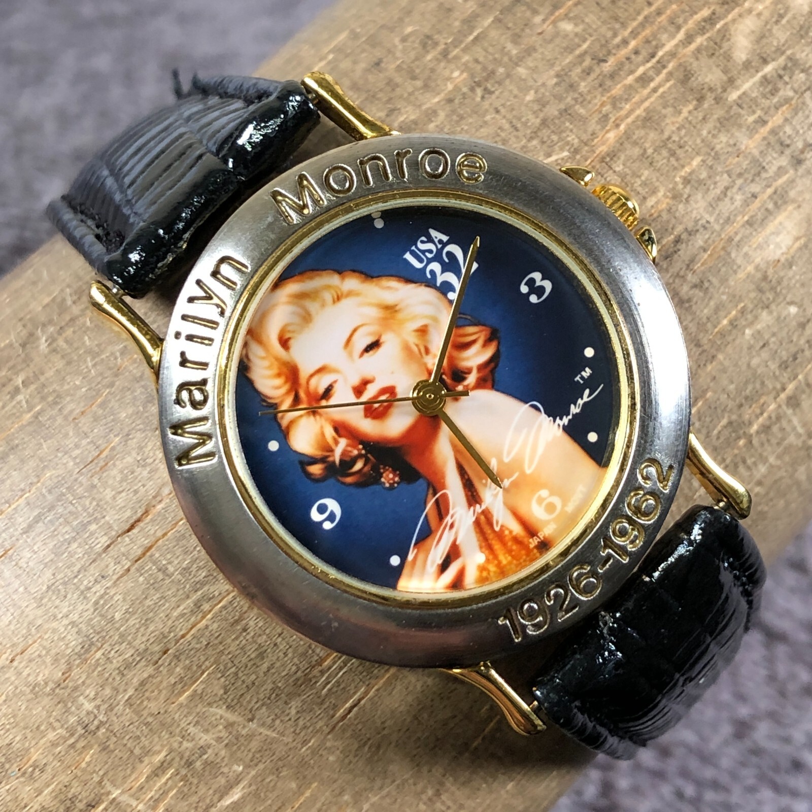 マリリンモンロー時計ヴィンテージ Vintage Marilyn Monroe Women 1926-1962 Black Leather 32mm