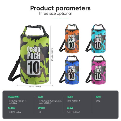 10L Waterproof DryBag Sack Backpack Ocean Pack Floating Boating Kayaking Camping