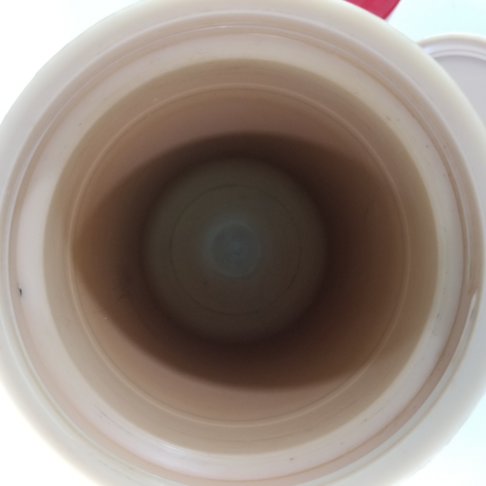 Vintage Aladdin Hy-Lo 16 Oz. Wide mouth Thermos Red Off White Tan - Made in USA