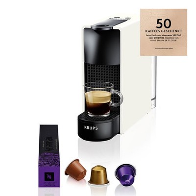 Krups XN1101 Essenza Mini Nespresso Kaffeemaschine Kapselautomat Weiß