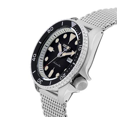 Pre-owned Seiko Men's Analogue Automatic Watch With Stainless Steel Strap Srpd73k1 In Black