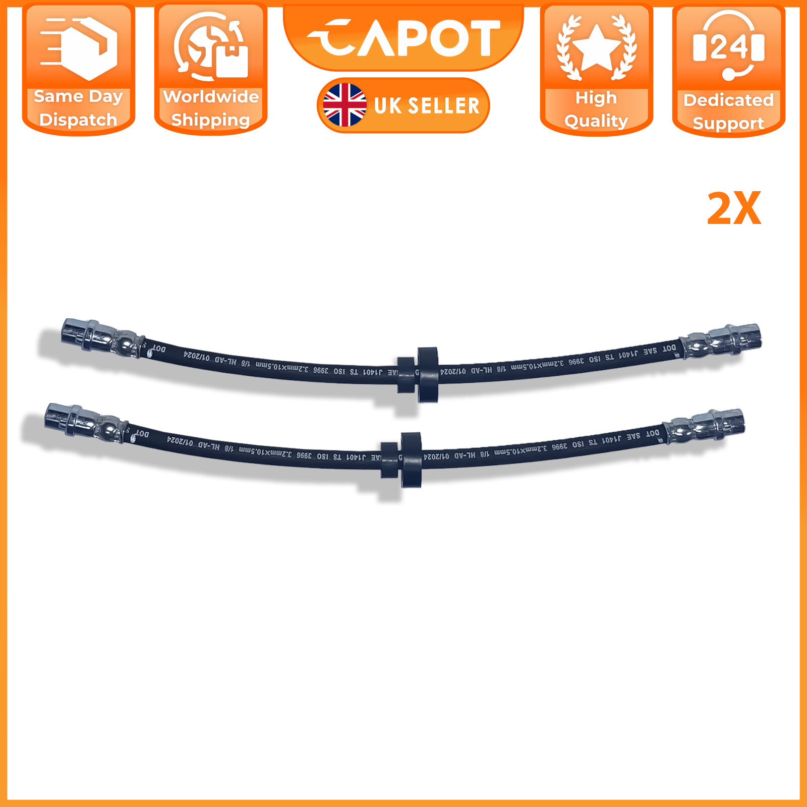 For VW T4 Transporter Van 2X Front Brake Hoses Pipe 701611701 Left and Right