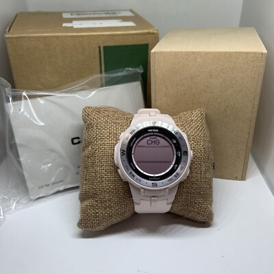 Casio Pro Trek PRG-330 Men Light Pink Resin Strap Digital Dial Solar Watch FRY63