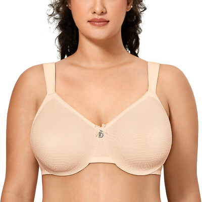 DELIMIRA Women's Minimizer Bra Plus Size Full coverage Unlined Support Underwire
