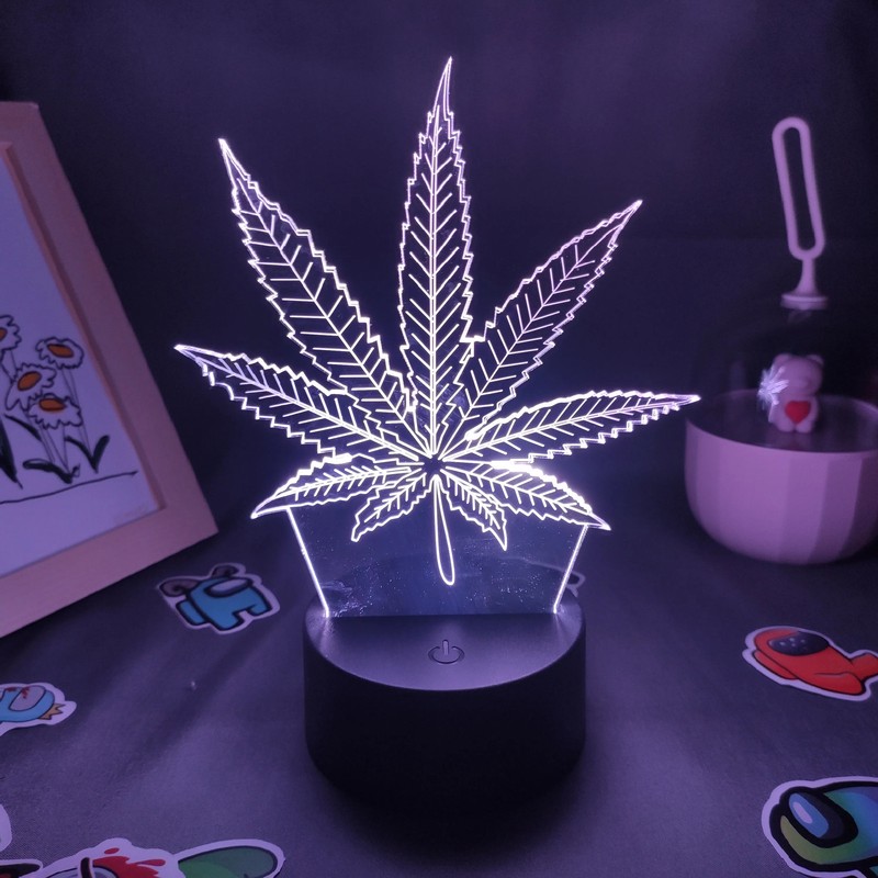 Maple Leaf Lamp 3D LED Night Lights Cool Gifts for Friend RGB Entertainment Lava
