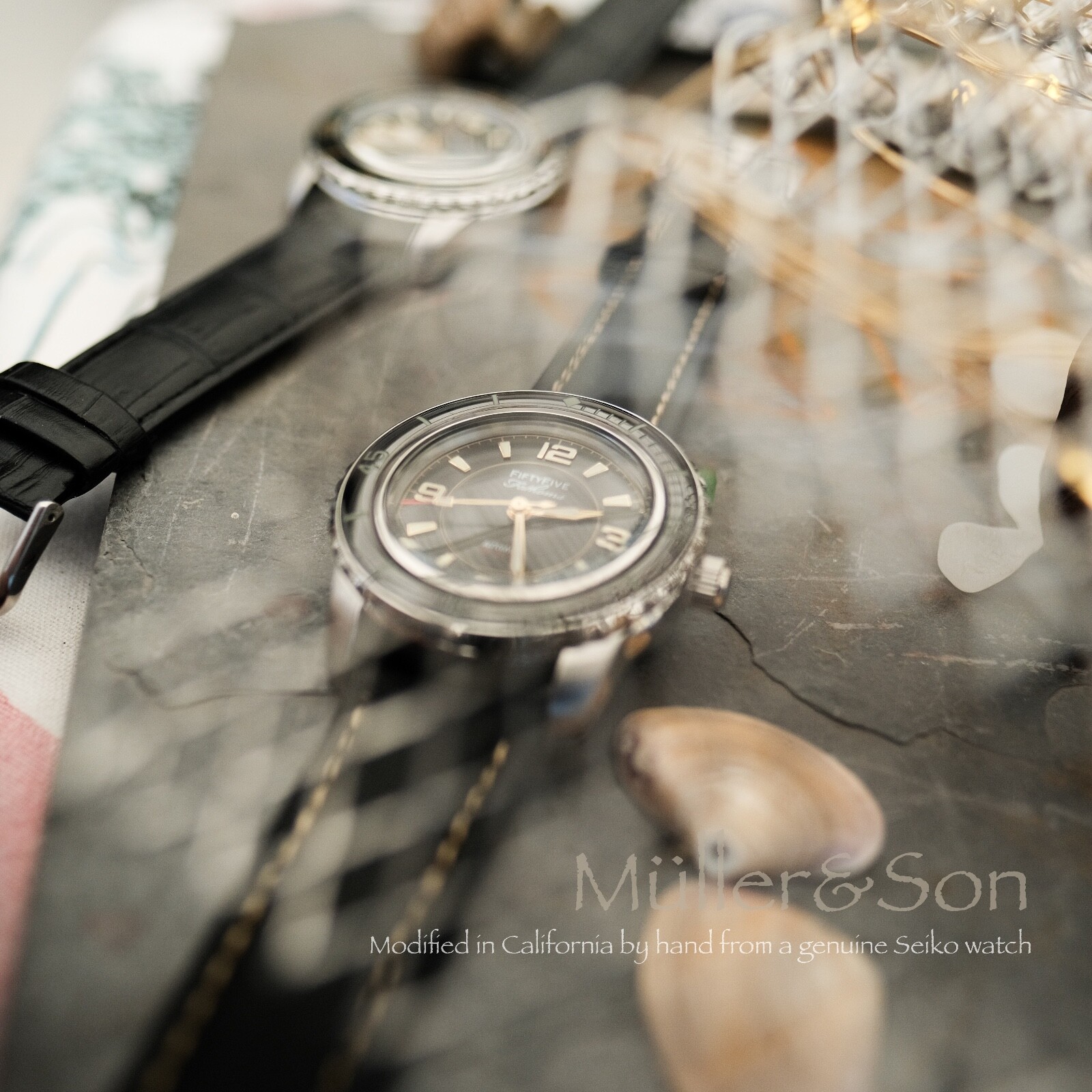 Pre-owned Müller&son Watch "modern Gold Supermod" Made From Seiko Snzh Fifty Five Fathoms