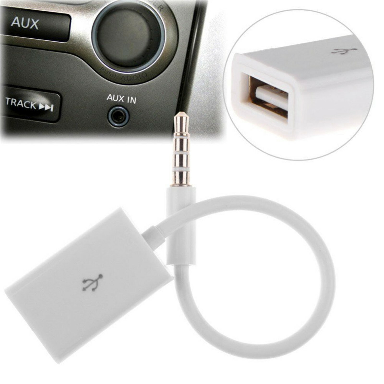 3.5mm Male Audio AUX Jack to USB 2.0 Type A Female OTG Converter Adapter Cable