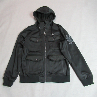 Empyre Jacket Mens Medium Black Fleece Lined Utility Hooded Coat Punk Gothic