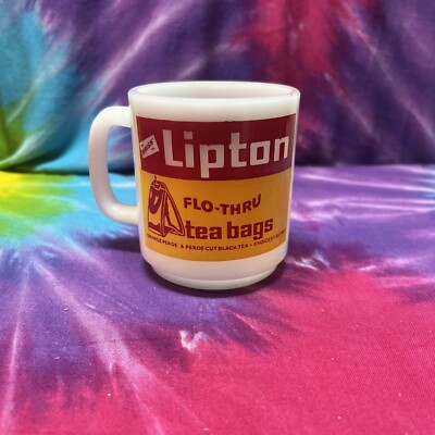 Vintage Brisk LIPTON FLO-THRU TEA BAGS 3.5'' - 8 Ounce - Glass Bake Coffee Mug