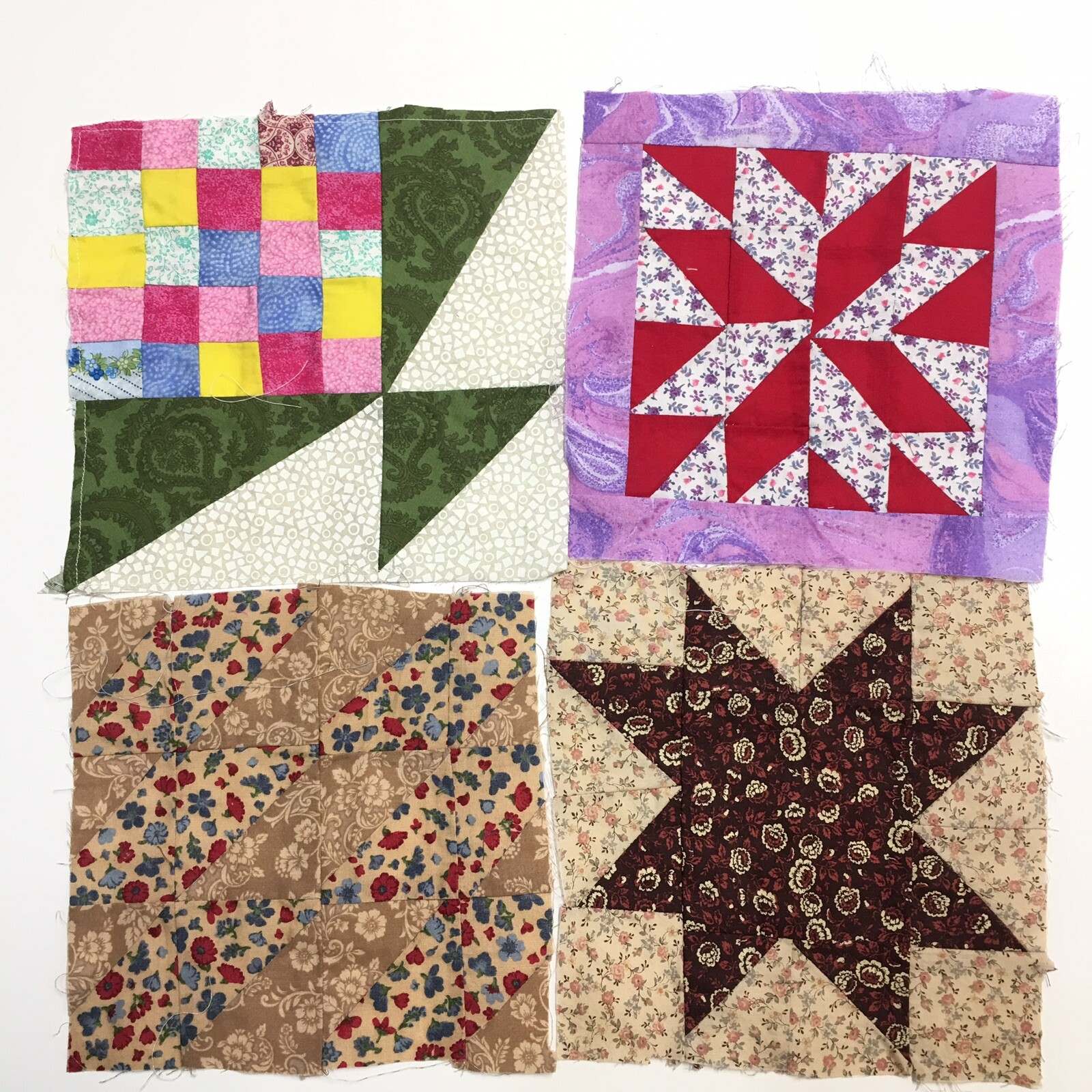 Patchwork Quilt Top Blocks 35 Piece Mixed Lot Applique Embroidered Crazy Star