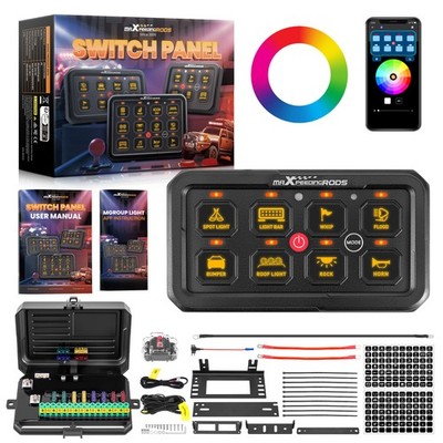 8 Gang RGB Schalttafel 12V-24V 60A APP Control For Universal Auto Boot UTV ATV