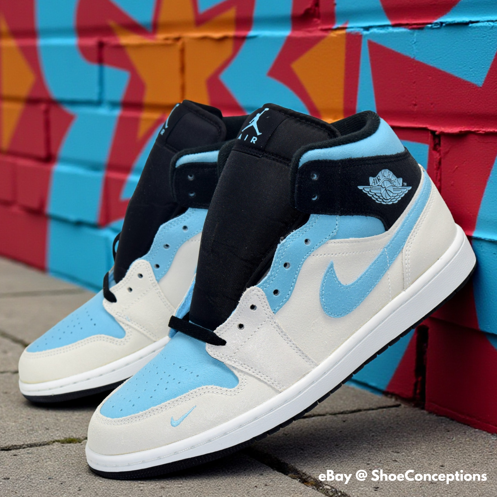 Nike Air Jordan 1 Mid SE Shoes SUmmit White Blue Chill Black