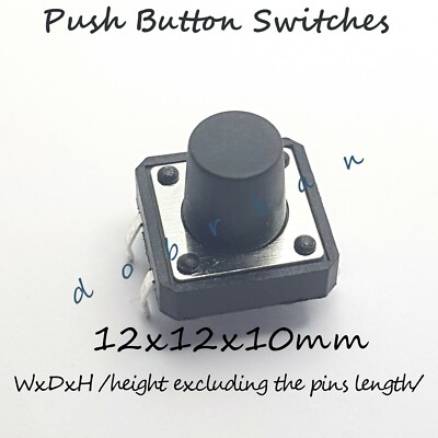 Push Click Tactile Switch PCB Round Button Black Momentary Small Mini Micro