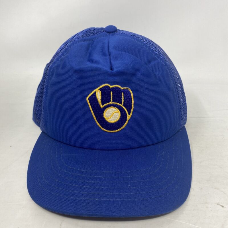 Vintage 80s Milwaukee Brewers Trucker Snapback Hat Mlb Baseball Cap Embroidered