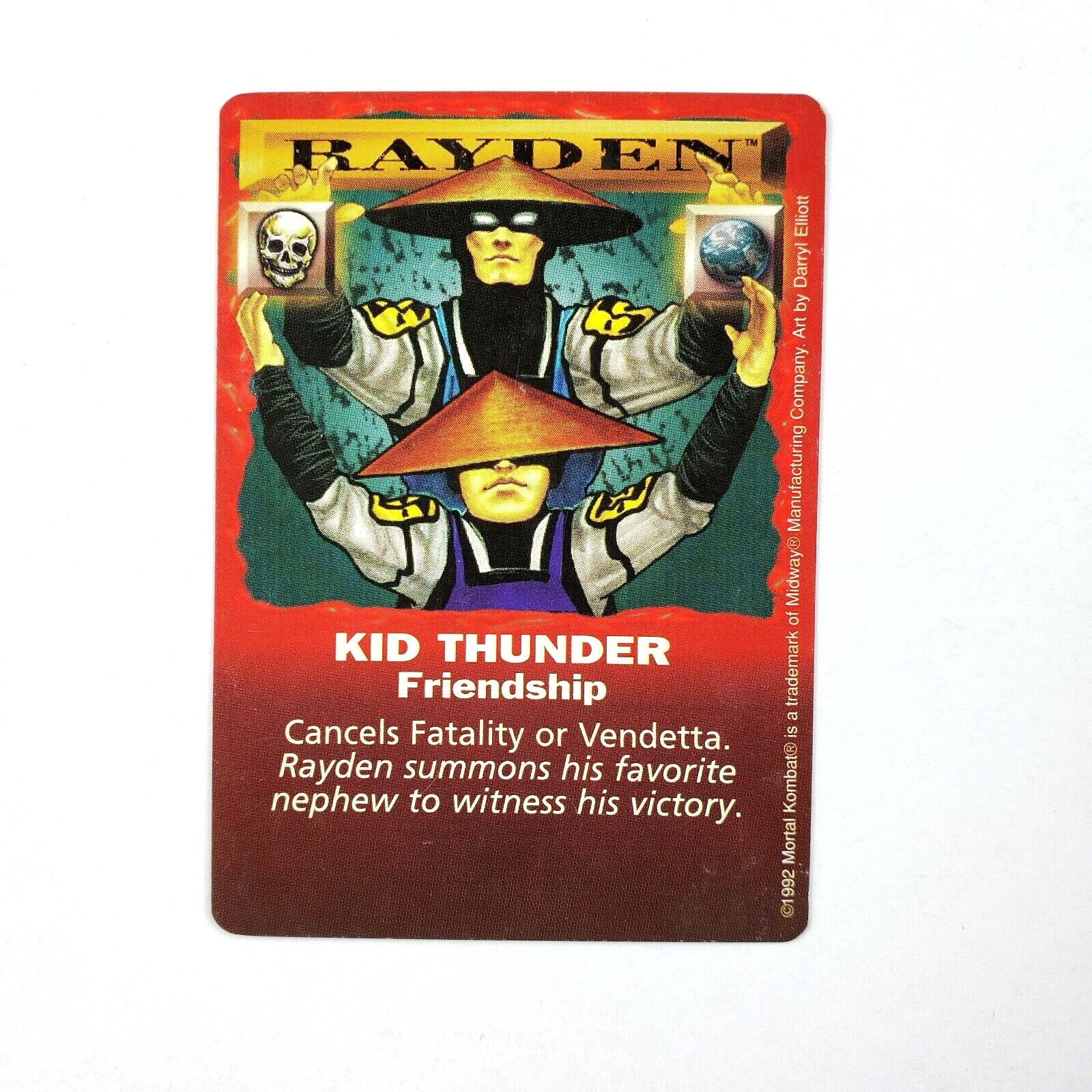Mortal Kombat Kard Game TCG 1992 Rayden Kid Thunder Mortal Kombat Kard Game TCG 1992 Rayden Kid Thunder