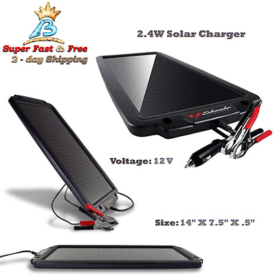Solar Battery Maintainer Charger Powered 12V Schumacher Car Auto Boat Marine Atv