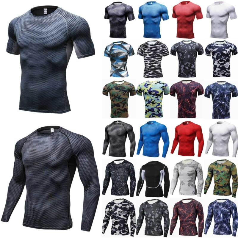 Base Layer Sport Muscle Stretch Gym Jogger Trainer Tops
