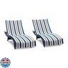 Arkwright Cabo Chaise Lounge Cover - Pack of 2 - Striped Soft Cotton Cabana Towel with Pocket Holder for Beach Pool Outdoor Chair, 30 x 85 in., Royal Blue/Café Ole