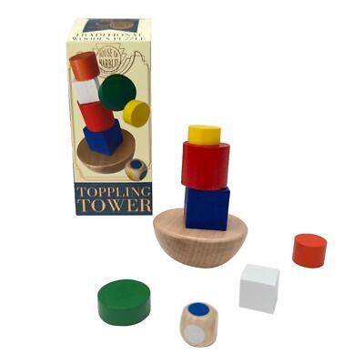 Wooden balancing toppling tower game | 13cm (H) | stacking building blocks