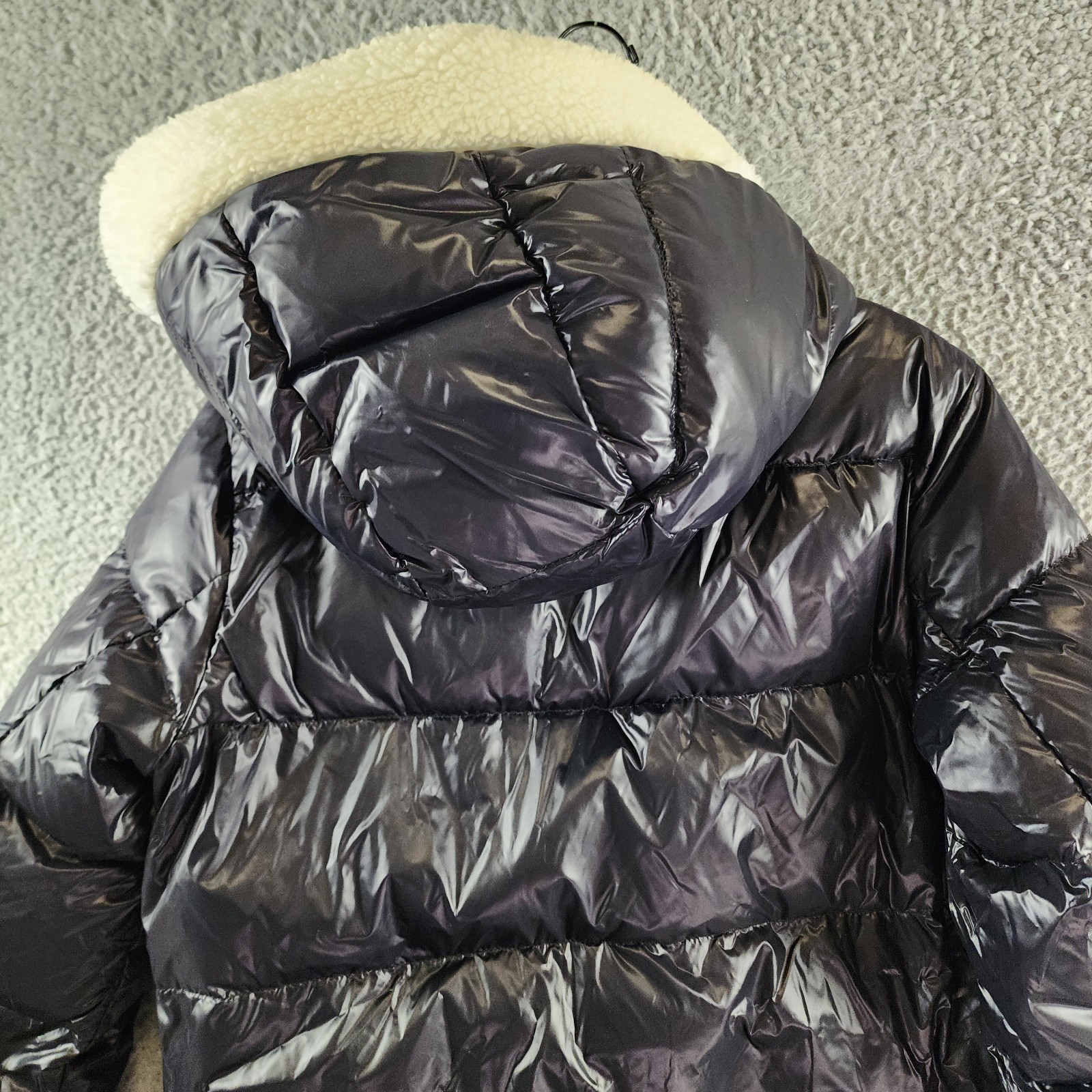 AQUA Jane Down Fur Trim Puffer Jacket Women's S Jet/White Snap/Zip Closure L/S - Picture 14 of 14