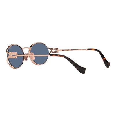 Pre-owned Miu Miu Mu52ys Zvf1v1 Rose Gold Havana Blue Lens Women Sunglasses Authentic