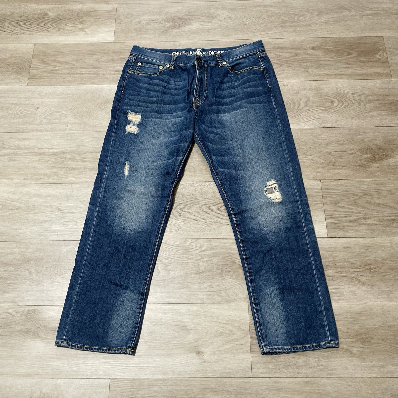 Christian Audigier デニム Christian Audigier Men's Denim Jeans Sz 36x30 Distressed