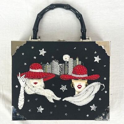 Braciano Night Life Custom Made Cigar Box Purse Black Handle Red Hat Ladies Used