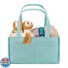 Baby Diaper Caddy Organizer - Portable Nursery Storage Basket for Newborn Essentials, Foldable Diaper Bag Organizer for Baby Shower Gifts and Registry Must-Haves, Car Organizer with Dividers (Blue)