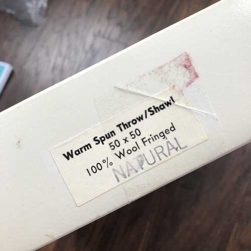 Vintage FARIBO Blanket Ivory Wool Fringe 50