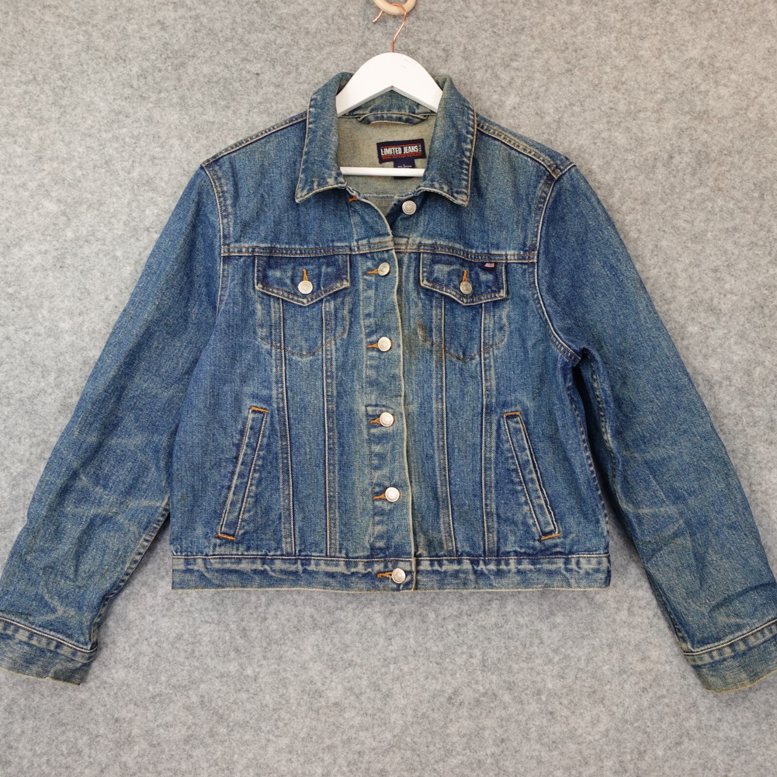 Vintage Y2K Short Denim Trucker Jacket Women Large LIMITED