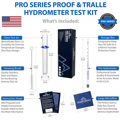 Hydrometer Alcohol Meter Test Kit: Pro Series 0-200 Proof Traceable Alcoholme...