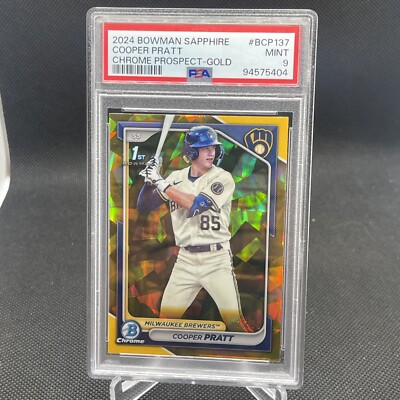 2024 Bowman Chrome Sapphire Gold Cooper Pratt /50 Milwaukee Brewers #137