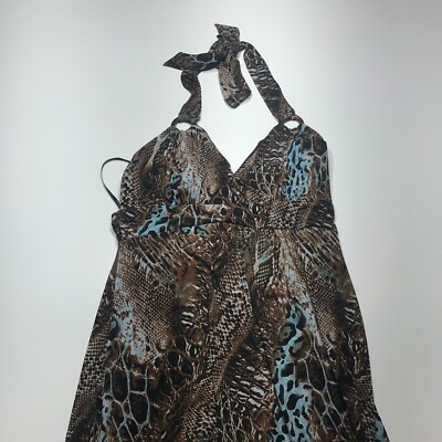 Connected Apparel Dress Womens Size 10 NWT Halter Sundress Backless Animal Print