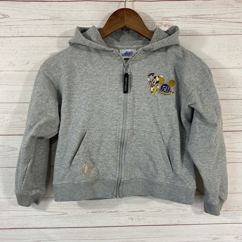 Disneyland 50th Anniversary Full Zip Hoodie Kids Medium Gray