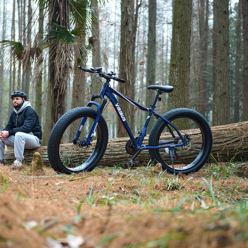 Secondhand 26 Inch Adult Fat Tire Mountain Bike Adjustable Seat Bicycle Blue