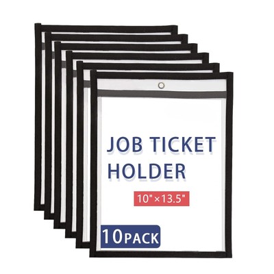 10 Pack Job Ticket Holders 10x13.5 Inches Heavy Dry Erase Pockets with Rings ...
