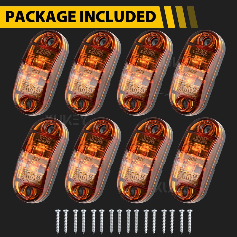 8X Led Side Marker Lights Position Outline Rear Trailer Truck Lorry Vans 12V 24V