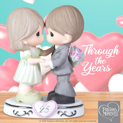 ღ New PRECIOUS MOMENTS Figurine 25TH ANNIVERSARY Love Flower Wedding Couple
